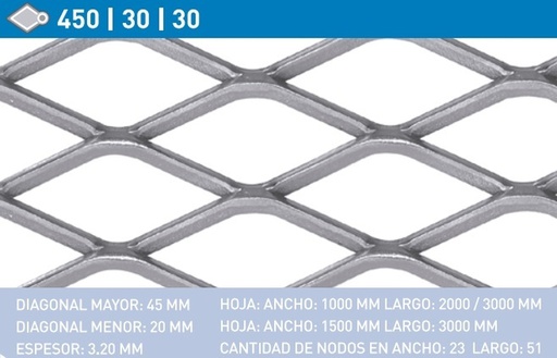 [METALD4503030] Metal desplegado 450/30/30 (1.50 x 3.00 m)